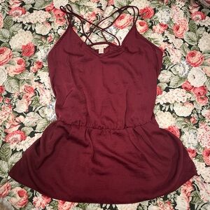 banana republic heritage collection women’s maroon babydoll racerback tank top